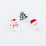 Wholesale enamel Christmas Tree Clip Earrings Silver Rhinestone