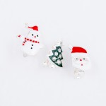 Wholesale enamel Christmas Snowman Clip Earrings Silver