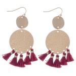 Wholesale metallic Shimmer Disc Tassel Earrings Gold L