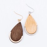 Wholesale wooden Teardrop Earrings Metal Accent L