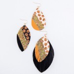 Wholesale faux Leather Halloween Glitter Drop Earrings L