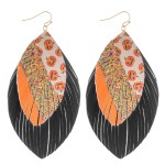 Faux Leather Feather Tassel Halloween Glitter Statement Drop Earrings.

- Approximately 4" L