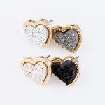 Wholesale druzy Heart Stud Earrings