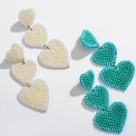Wholesale beaded Heart Tier Statement Drop Earrings