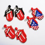 Wholesale seed Beaded Sequin USA Rolling Stone Felt Statement Drop Earrings L W