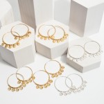 Wholesale flower Beaded Hoop Earrings Worn Finish Flower s cm Hoop Diameter