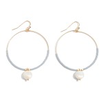 Wholesale seed Beaded Circular Drop Earrings Pearl Accent Gold L W