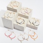 Wholesale seed Beaded Circular Drop Earrings Pearl Accent Gold L W