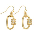 Wholesale crystal Carabiner Drop Earrings Gold