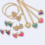 Wholesale rhinestone Epoxy Heart Stud Earrings