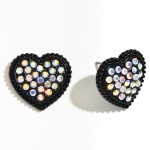 Wholesale metal Rhinestone Heart Stud Earrings