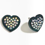Wholesale metal Rhinestone Heart Stud Earrings
