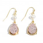 Wholesale ivory Pearl Druzy Teardrop Earrings