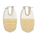 Wholesale oblong Mother Pearl Glass Hoop Earrings Filigree Accent