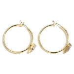 Wholesale gold Hoop Earrings Druzy Lightning Bolt Accents Diameter