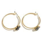 Texas State Druzy Hoop Earrings in Gold.

- Approximately 1.25" in Diameter