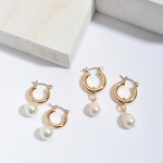 Wholesale ivory Pearl Hoop Earrings Gold Pearl mm Hoop Diameter