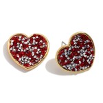 Wholesale rhinestone Glitter Heart Stud Earrings Gold