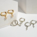Wholesale dainty Pave Star Huggie Hoop Earrings Hoop Diameter