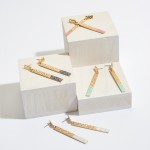 Wholesale crinkled Gold Bar Drop Earrings Color Tip Accent