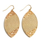 Wholesale metal Encased Faux Leather Animal Print Drop Earrings Gold