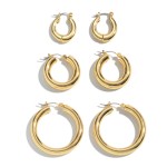 Wholesale pC Gold Hoop Earring Set Pair Per Set Hoop Thickness mm Hoop Diameter