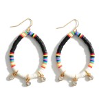 Multi-Color Heishi Bead Drop Earrings Featuring Rhinestone Accents. 

- Approximately 2.5" Long