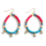 Wholesale multi Color Heishi Bead Drop Earrings Rhinestone Accents Long