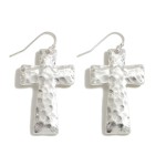 Wholesale hammered Cross Drop Earrings