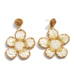 Wholesale seed Beaded Felt Flower Statement Drop Earrings