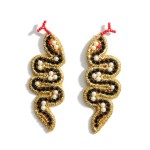Wholesale beaded Snake Earrings Gold Details Rhinestone Accents