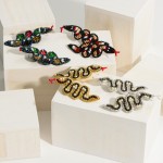 Wholesale beaded Snake Earrings Gold Details Rhinestone Accents