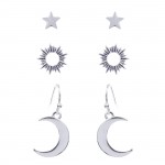 Wholesale set Three Celestial Themed Metal Earrings Star Studs Measure mm Diamet