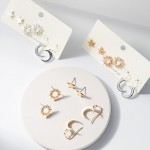 Wholesale set Three Celestial Themed Metal Earrings Star Studs Measure mm Diamet