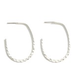 Wholesale oval Metal Earrings Hammered Details