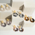 Wholesale resin Door Knocker Earrings Hammered Gold Accents