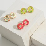 Doughnut Themed Stud Earrings. 

- Approximately 1/2" in Diameter 