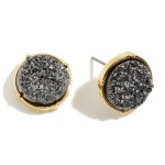 Round Druzy Stud Earrings. 

- Approximately 7mm in Diameter 