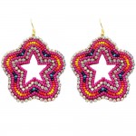 Beaded Star Earrings Featuring Multicolor Accents and Rhinestone Details. 

- Approximately 2.5" Long