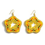 Beaded Star Earrings Featuring Multicolor Accents and Rhinestone Details. 

- Approximately 2.5" Long