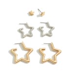 Wholesale set Three Star Earrings Studs Diameter Small Hoops Diameter Large Hoop