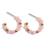 Wholesale small Beaded Hoop Earrings Natural Stone Accents Diameter