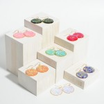 Wholesale circle Drop Earrings Reflective Stars Long