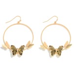Wholesale gold Drop Earrings Butterfly Accents Long