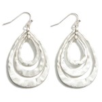 Wholesale hammered Silver Teardrop Earrings Long