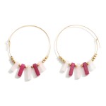 Wholesale gold Threader Earrings Natural Stone Accents Beaded Details Long