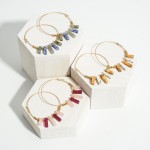 Wholesale gold Threader Earrings Natural Stone Accents Beaded Details Long