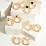 Wholesale gold Chain Drop Earrings Leather Snakeskin Accents