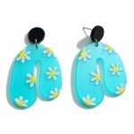 Acetate Drop Earrings Featuring Floral Accents. 

- Approximately 2" Long