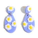 Polymer Clay Drop Earrings Featuring Flower Accents.

- Approximately 2" in Length